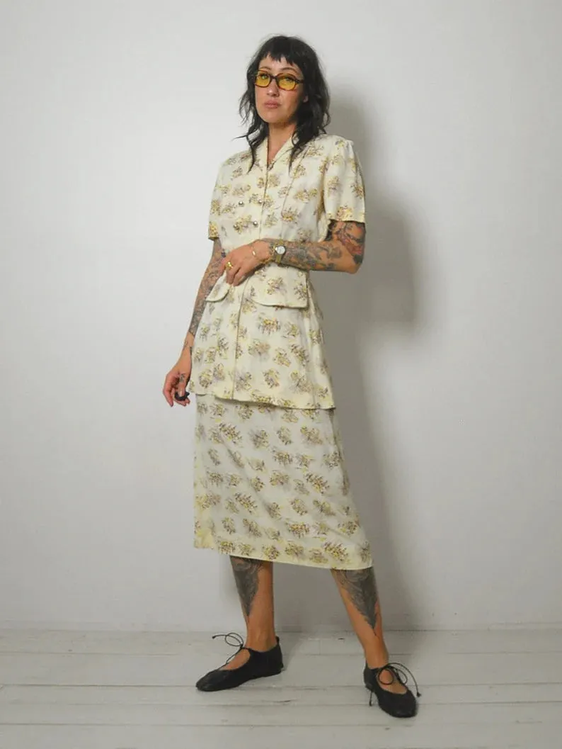 1940's Dock & Ship Print Dress