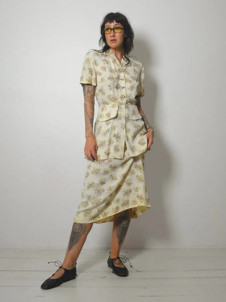 1940's Dock & Ship Print Dress