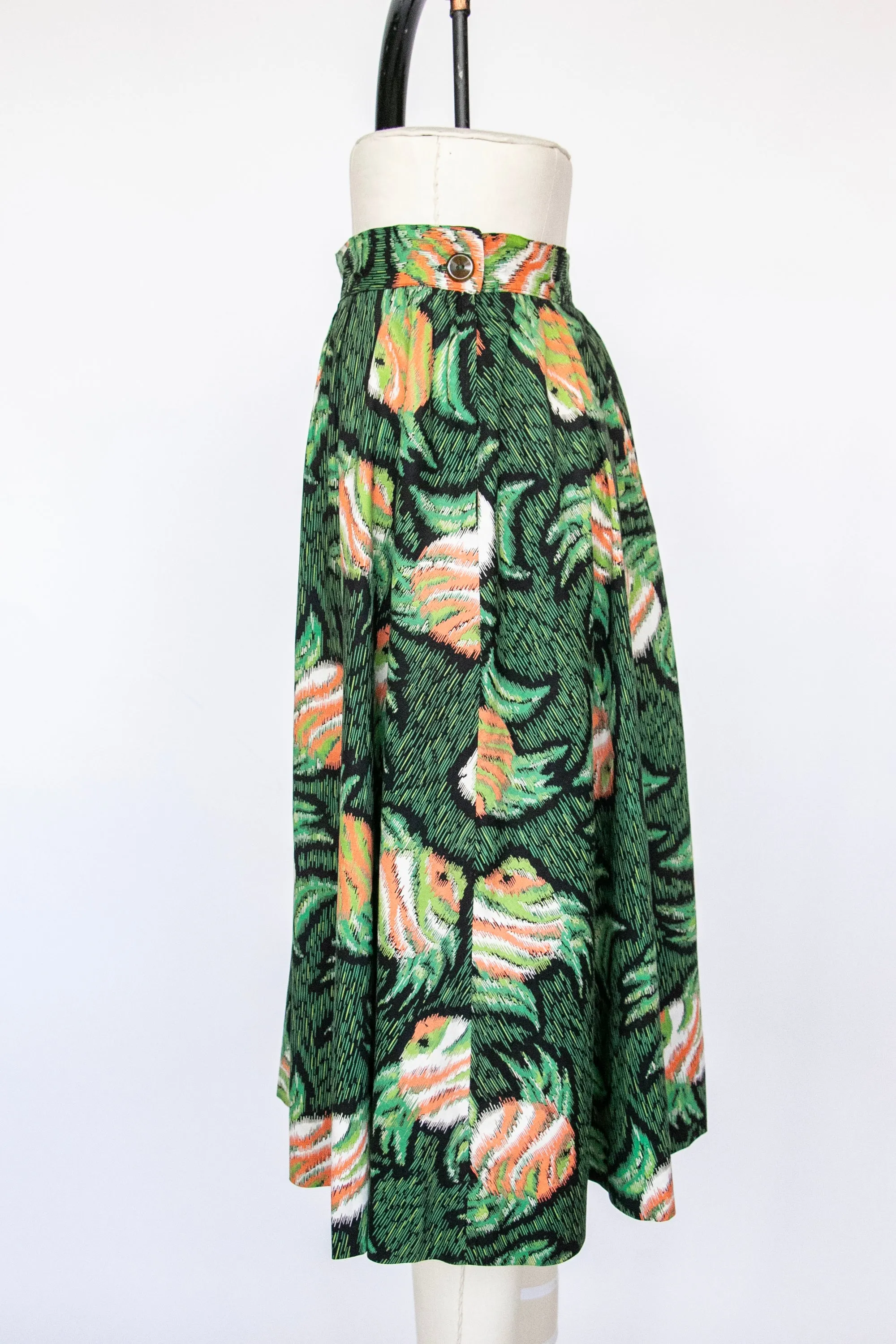 1950s Full Skirt Cotton Novelty Print M