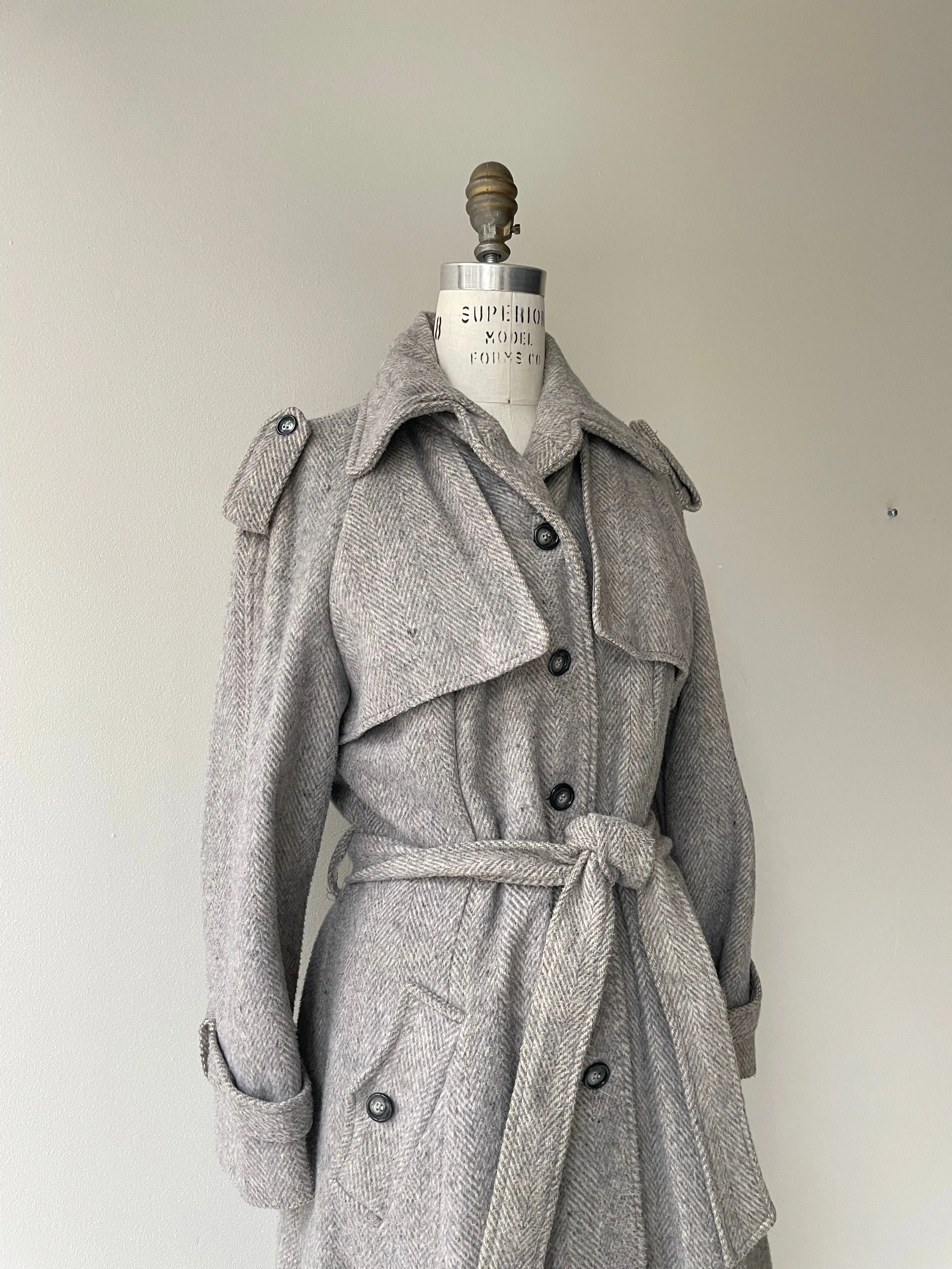 1970s Tweed Mist Wool Trench