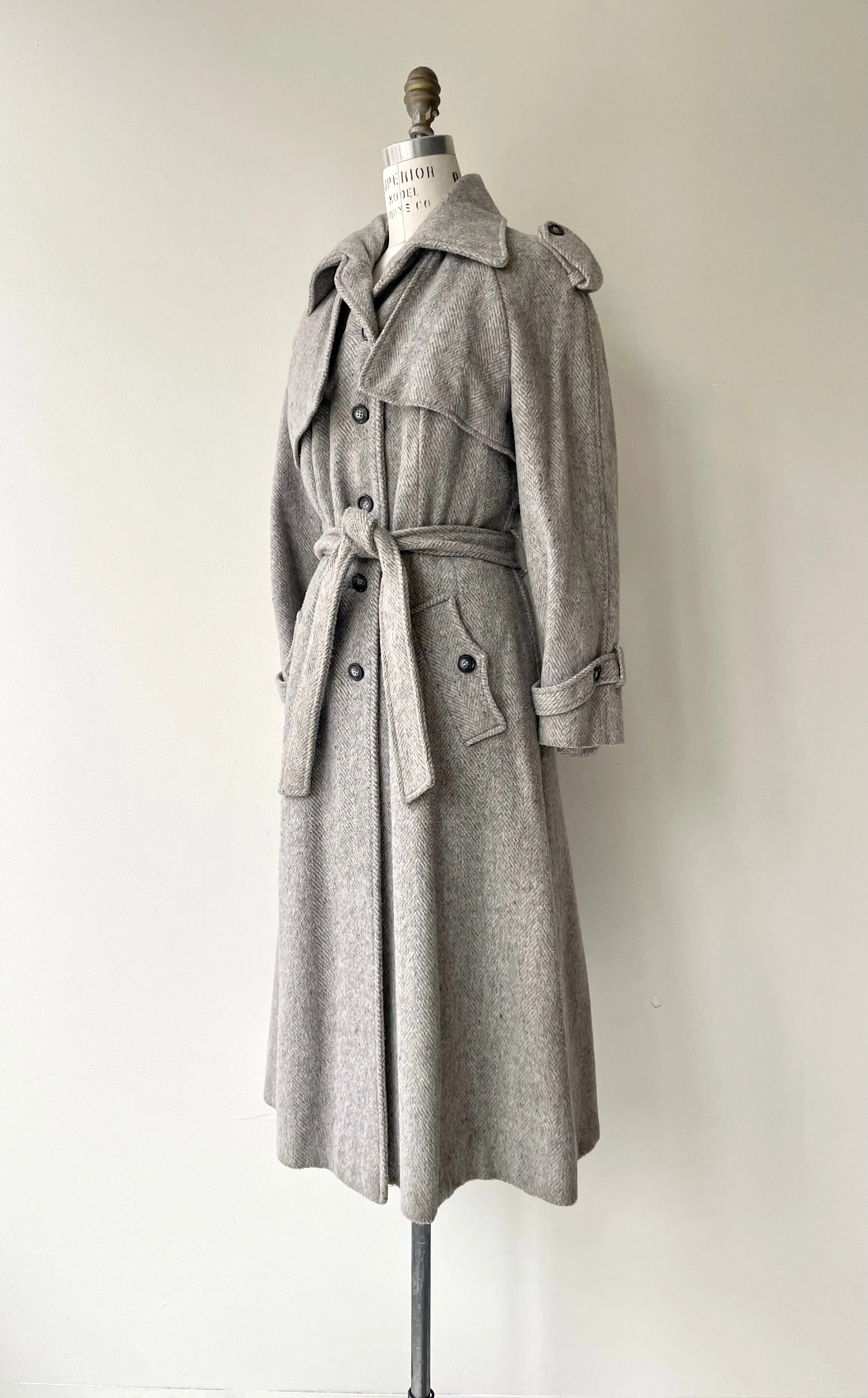 1970s Tweed Mist Wool Trench