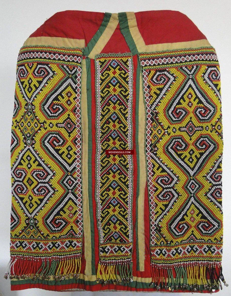 205 Museum Quality Antique Beaded Dayak Iban Wedding Skirt AND Jacket SET