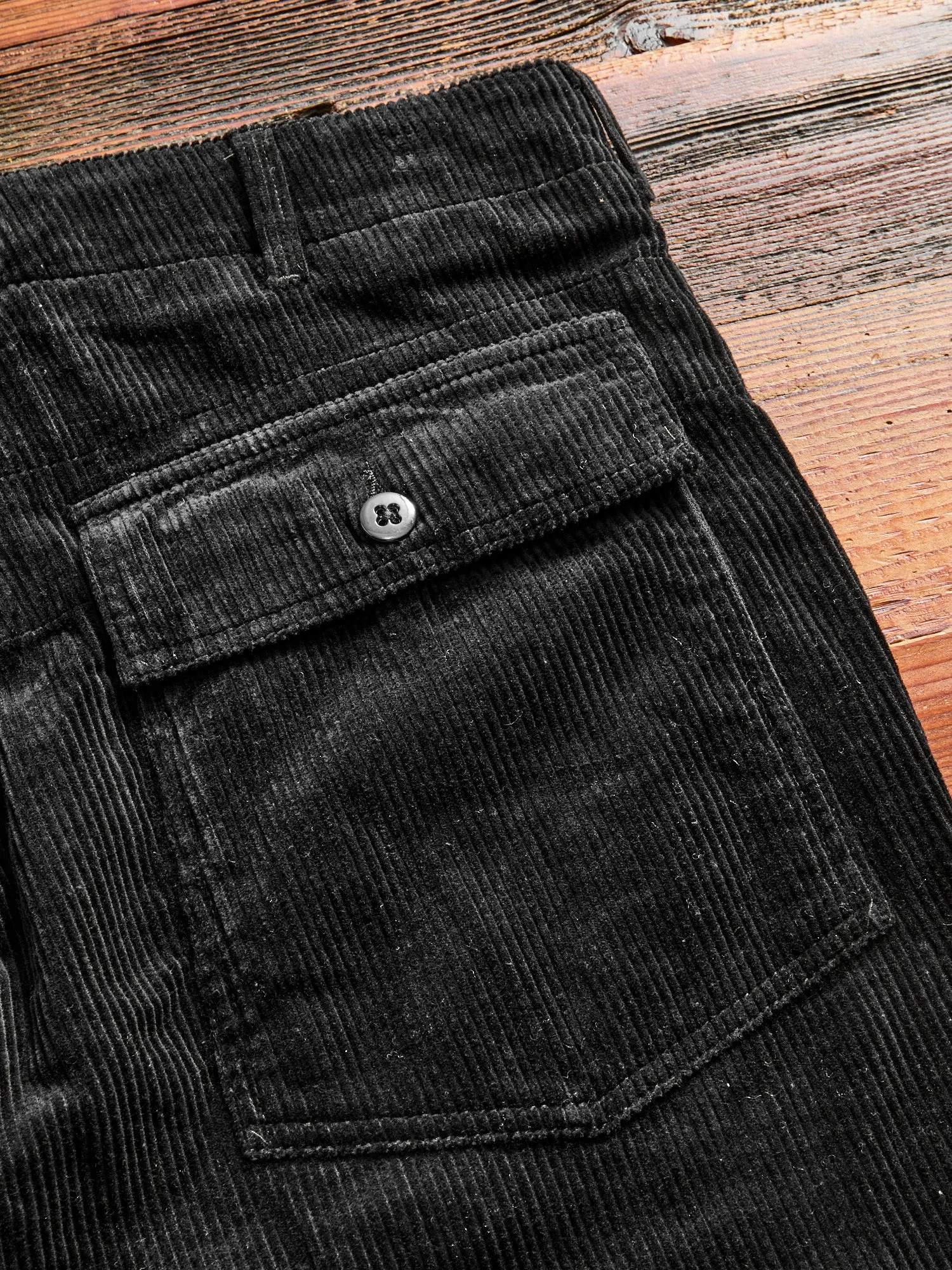 8W Cotton Corduroy Fatigue Pants in Black