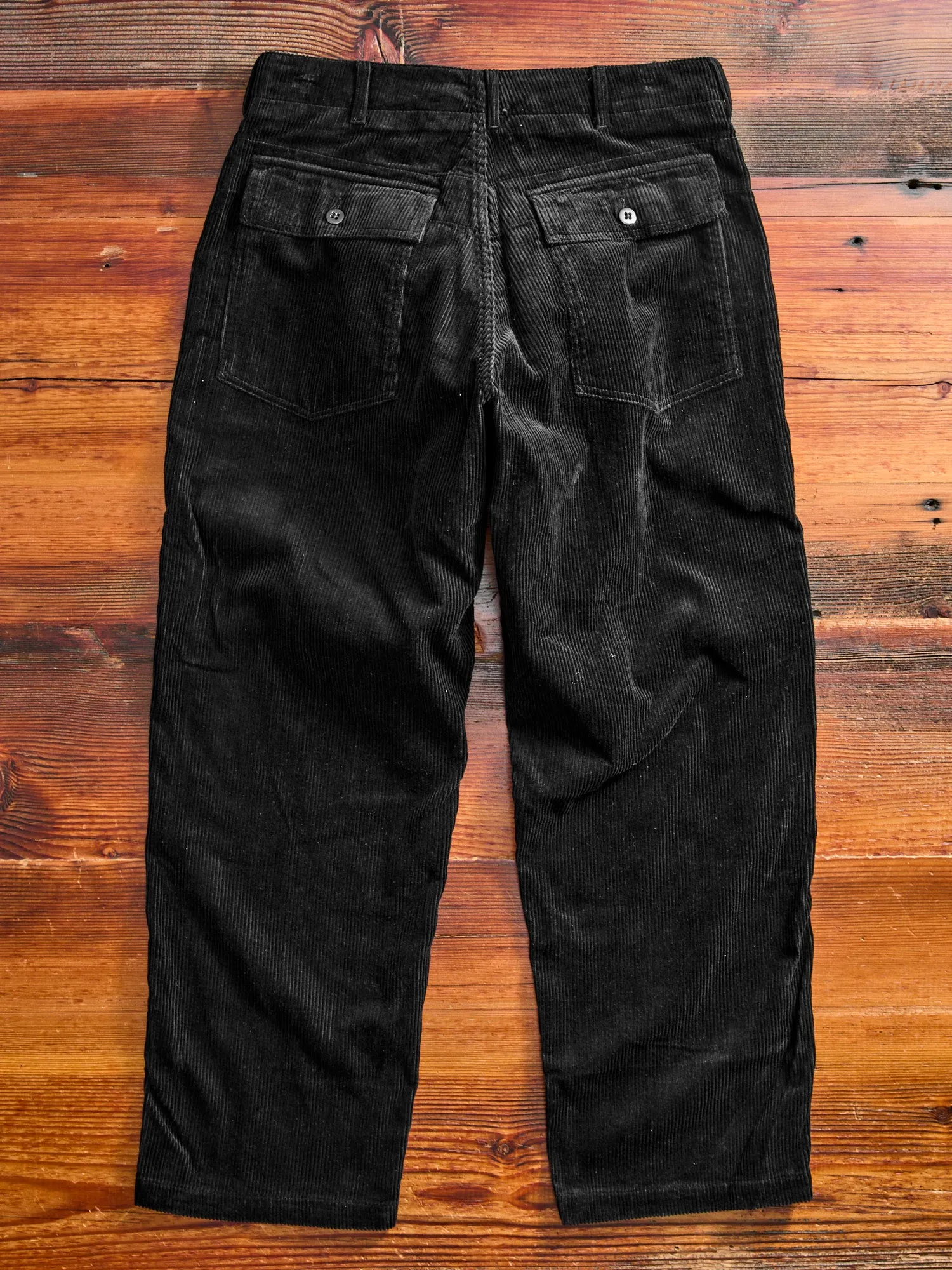 8W Cotton Corduroy Fatigue Pants in Black