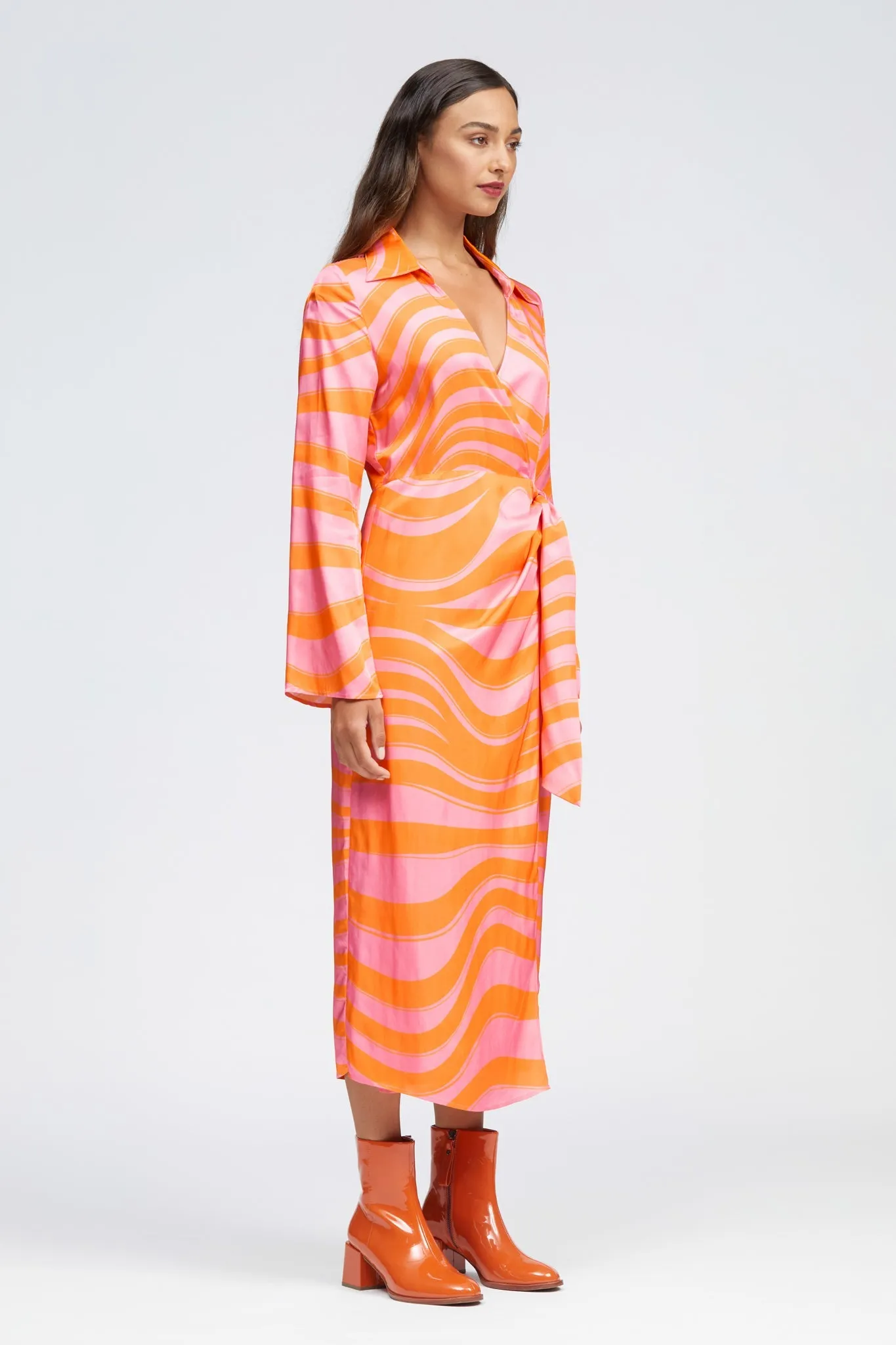 Aisling Dress Pink/Orange Squiggle Print