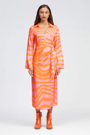 Aisling Dress Pink/Orange Squiggle Print