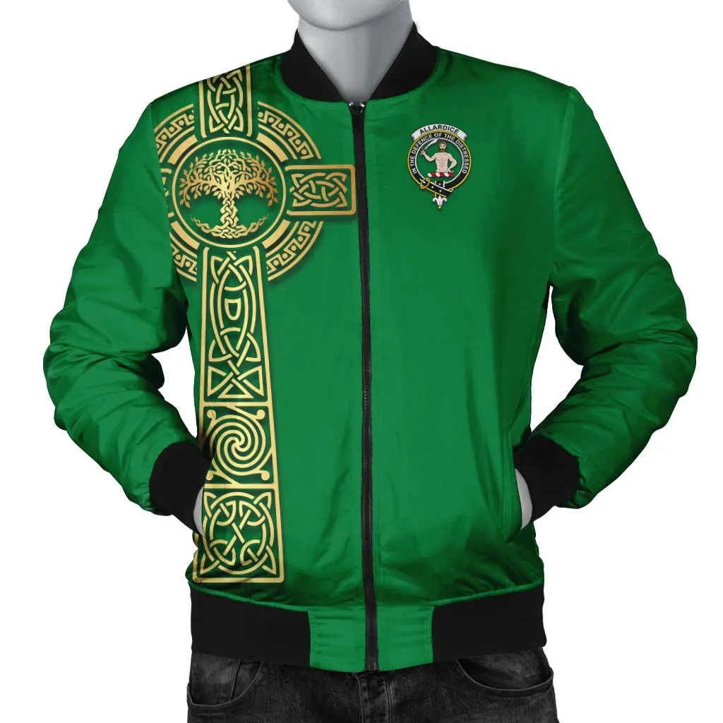 Allardice Clan Bomber Jacket with Golden Celtic Tree Of Life