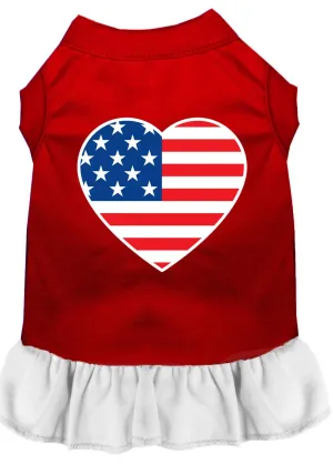 American Flag Heart Screen Print Dress Red With White Sm (10)