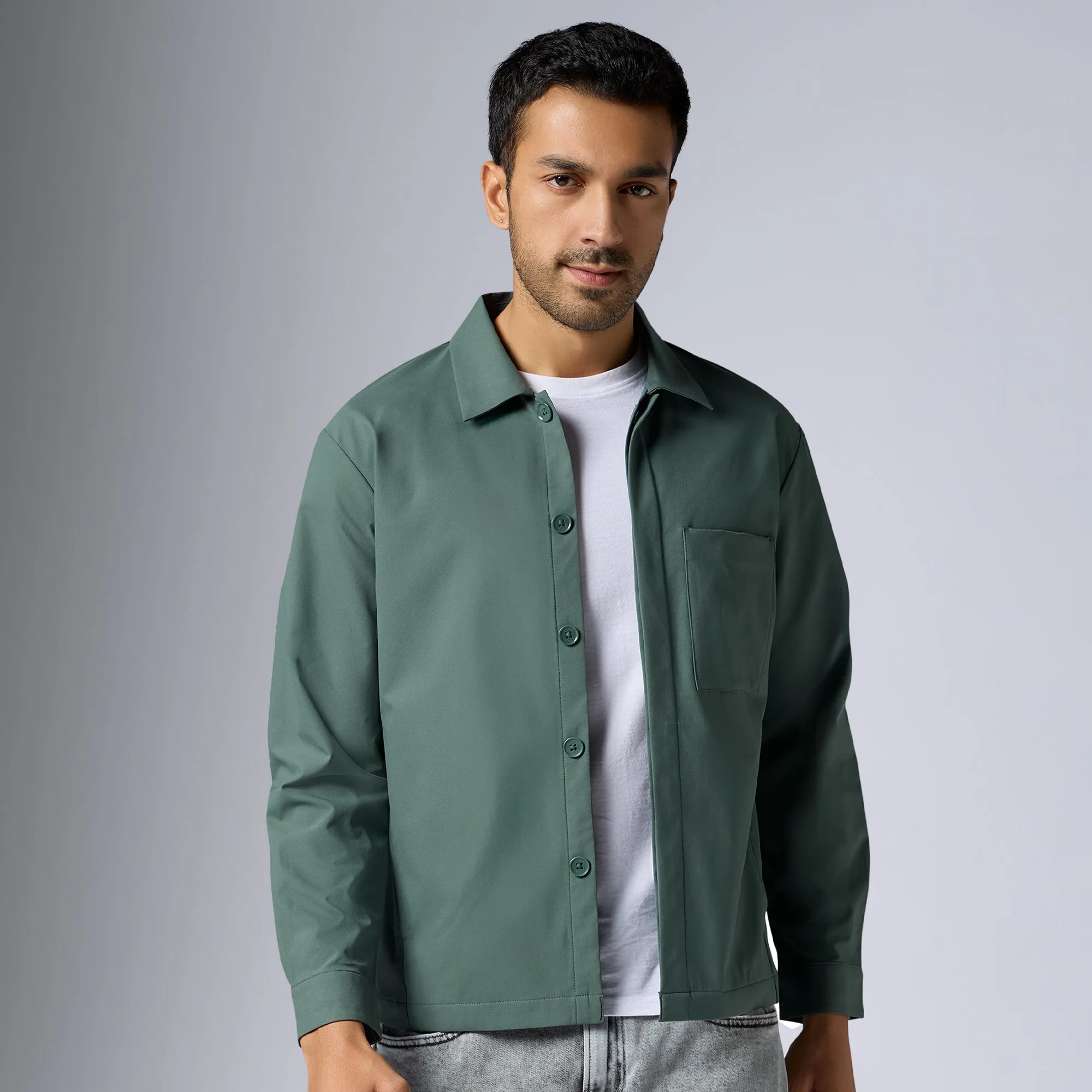 Amp Polyester Shacket Pine Green