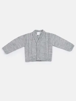 Baby Boy Cable Knit Cardigan-Grey