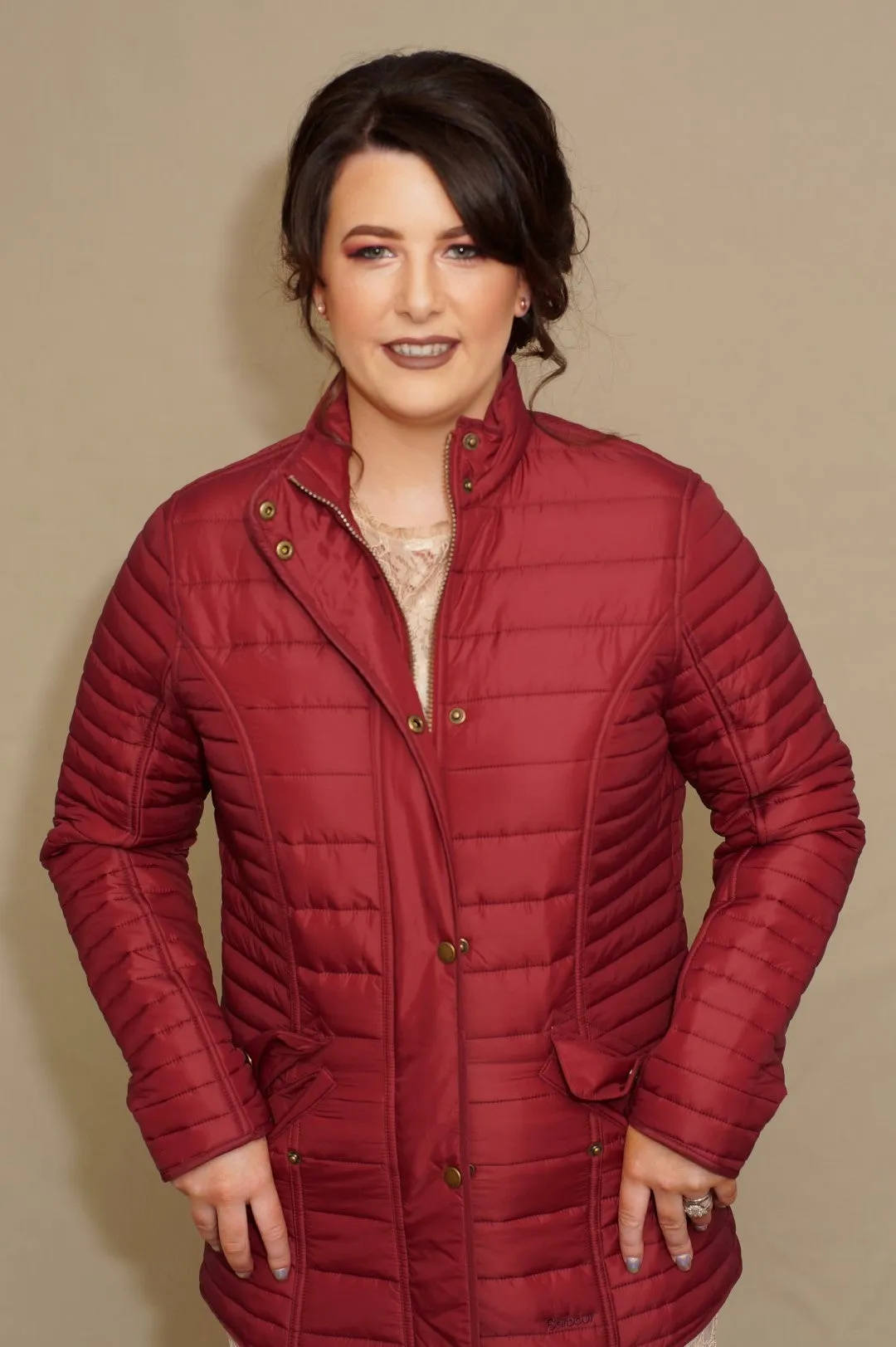 Barbour Crossrail Ladies Quilted Jacket in Burgundy LQU0764RE71