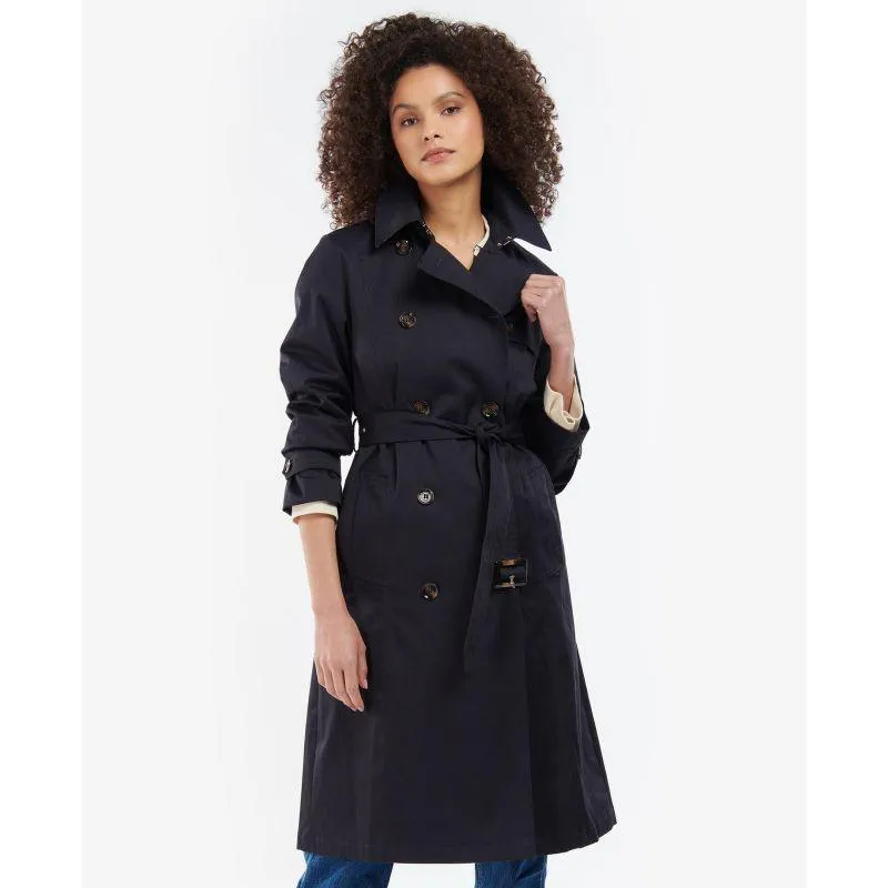 Barbour Greta Ladies Showerproof Trench - Midnight/Rosewood Tartan