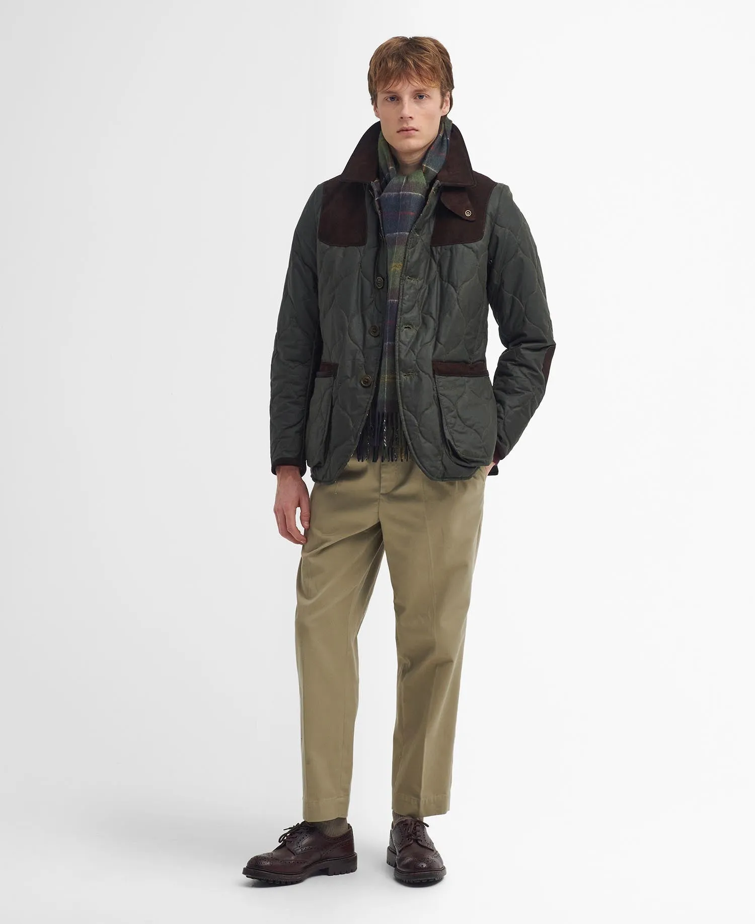 Barbour x TO KI TO Sporting Quilted Wax Jacket - OLIVE