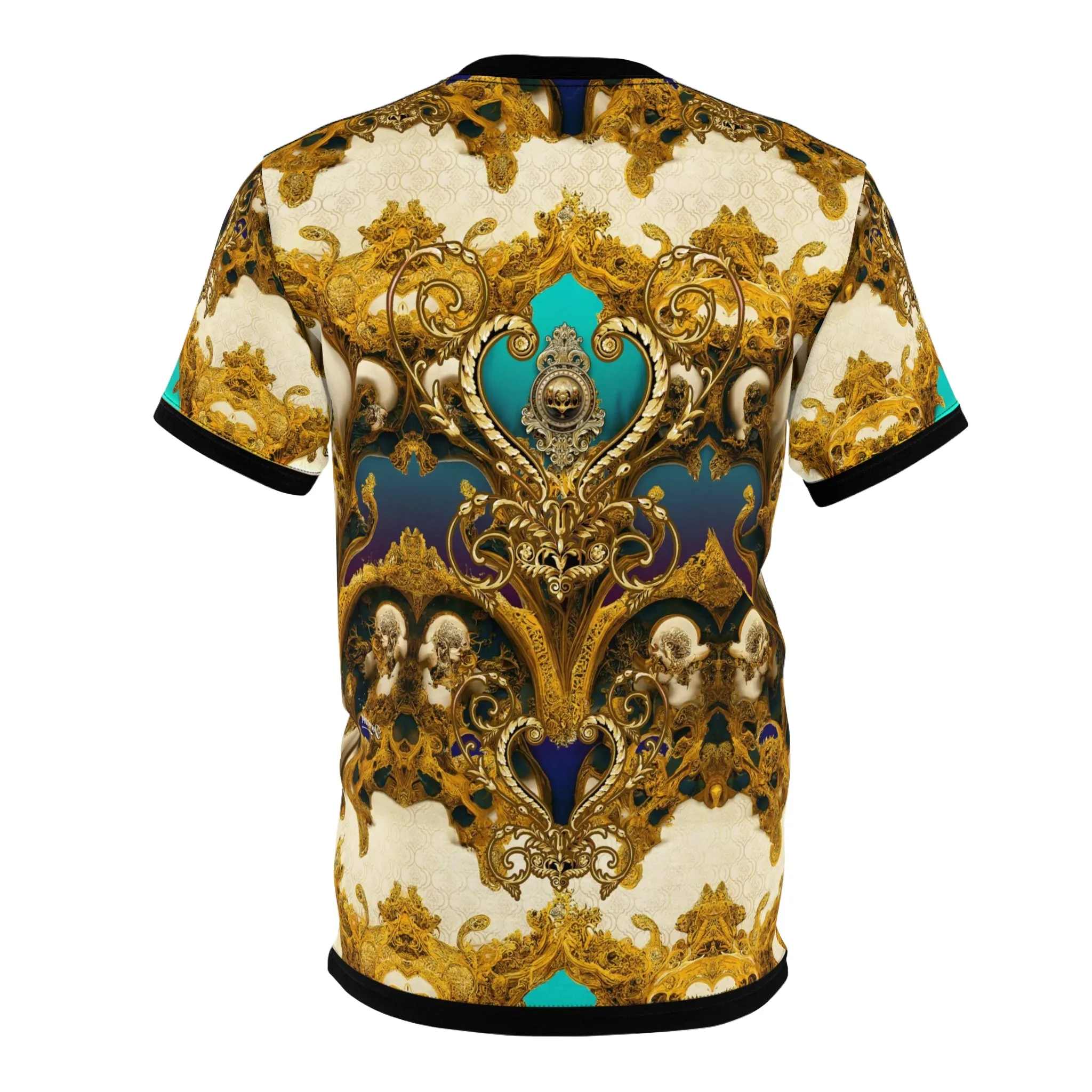 Baroque Aqua T-Shirt Unisex All Over Print Tee Decorative Gold Unisex T-Shirt | D20130