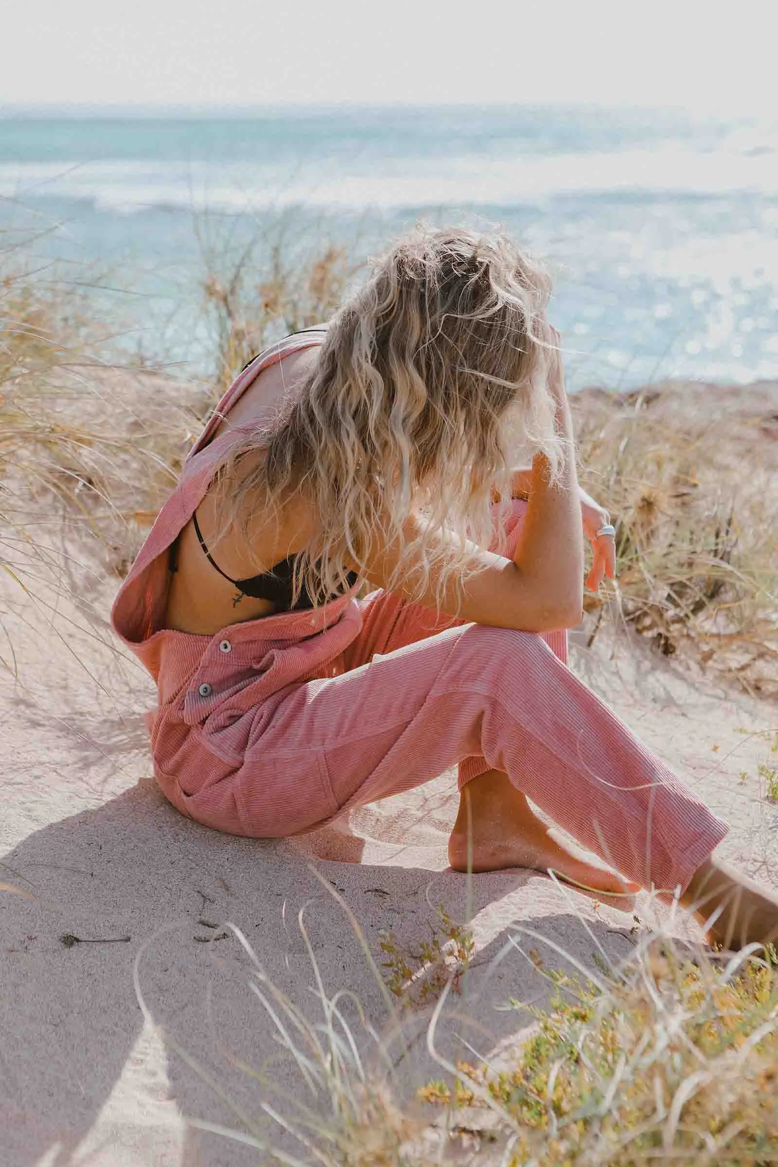 Beach Bum Corduroy Overalls Dusty Pink