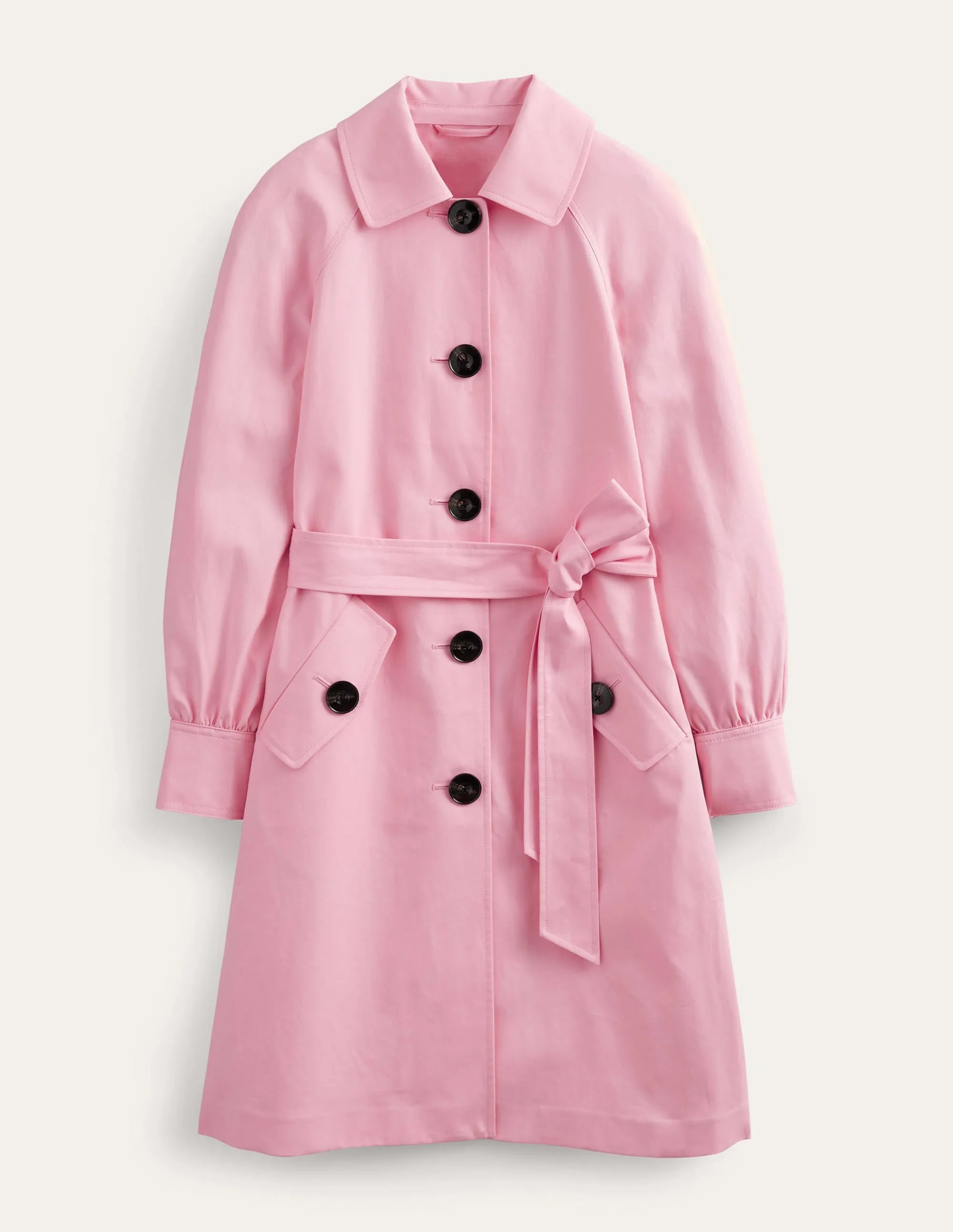 Belted Trench Coat-Pink