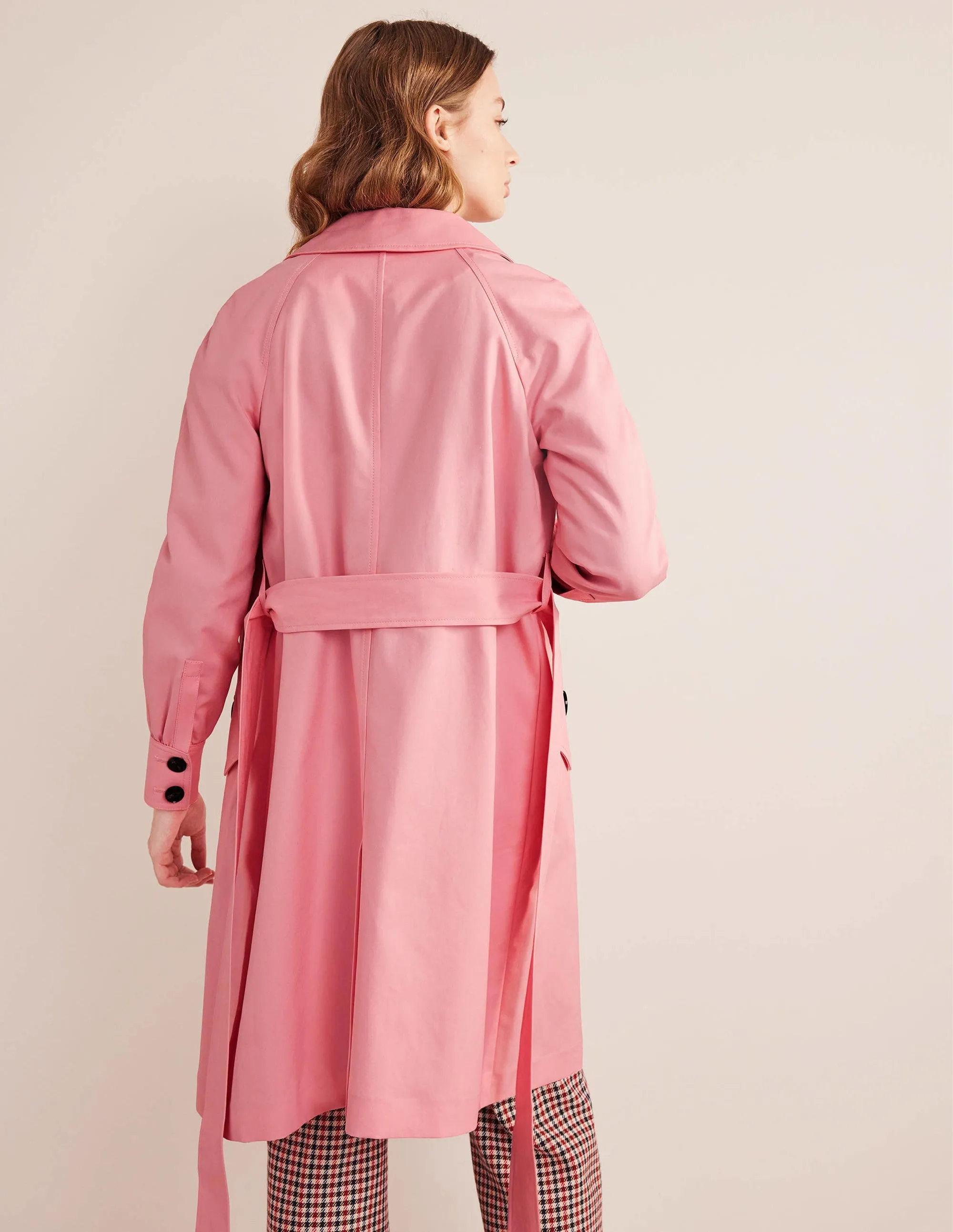 Belted Trench Coat-Pink