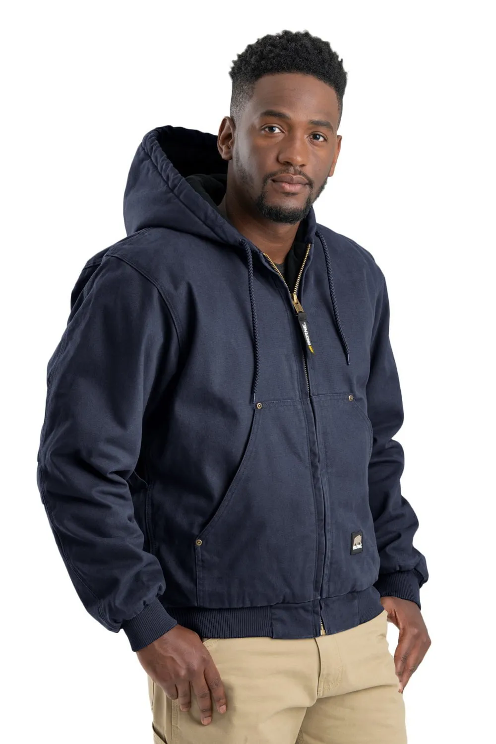 Berne Mens Navy 100% Cotton Heartland Washed Hooded Jacket