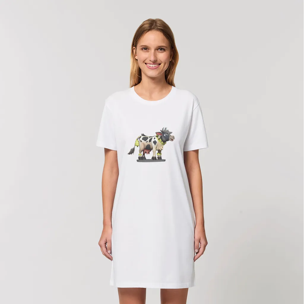 Black and White Cow Organic T-Shirt Dress