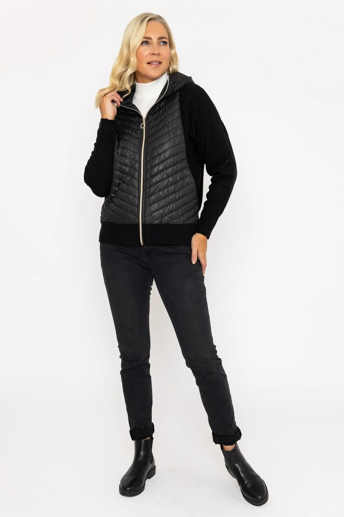 Black Knitted Hybrid Jacket