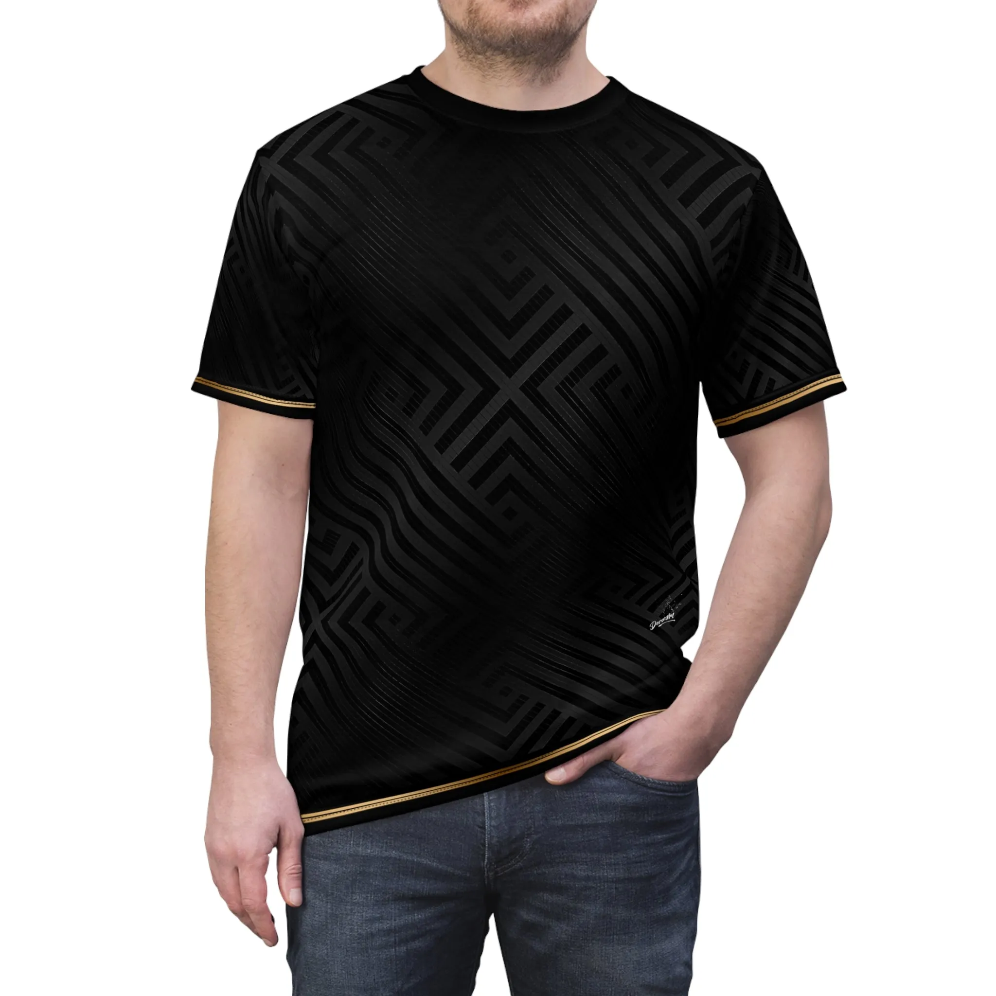 Black Stripes T-Shirt Unisex Tee All Over Print Unisex T-Shirt Geometric Print Tee | D20092