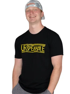 BLACK T-SHIRT WITH YELLOW FONT