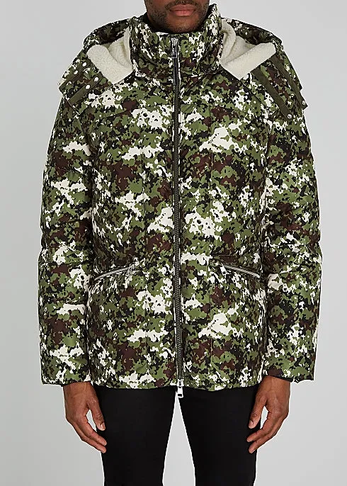 Blanc camouflage-print quilted nylon jacket