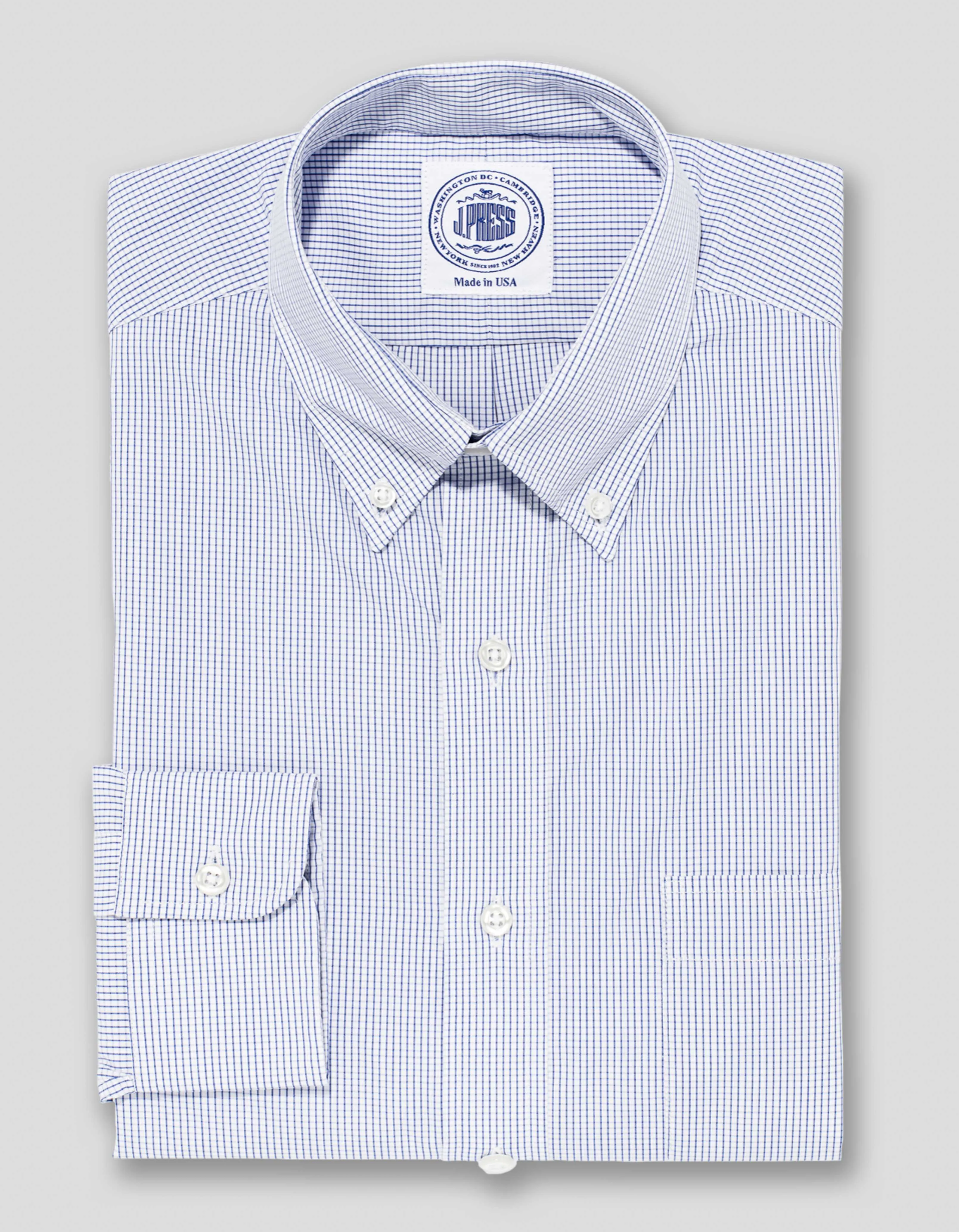 BLUE MICRO TATTERSALL DRESS SHIRT