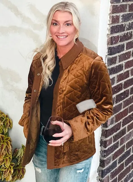 Bronze Velvet Quilted Jacket