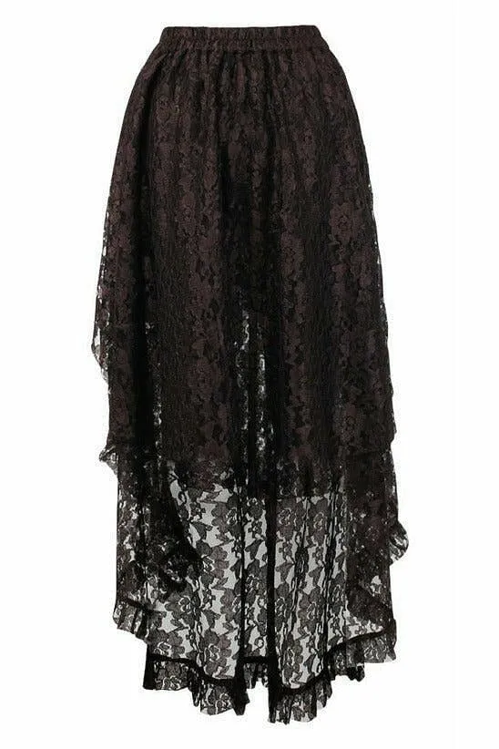 Brown Lace Hi Low Skirt