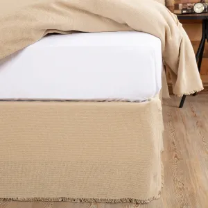 Burlap Vintage Fringed Queen Bed Skirt 60x80x16