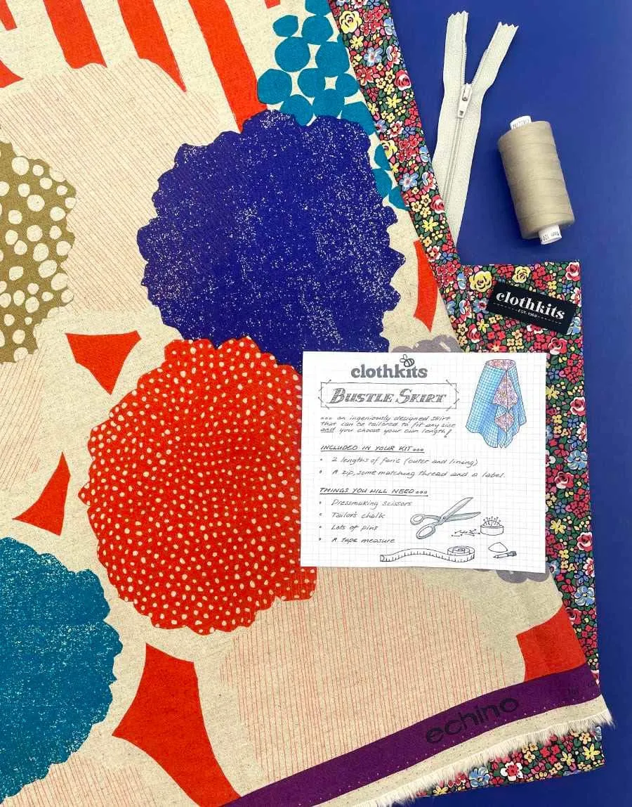 Bustle Skirt Ladies Dressmaking Kit, Echino & Liberty Fabrics