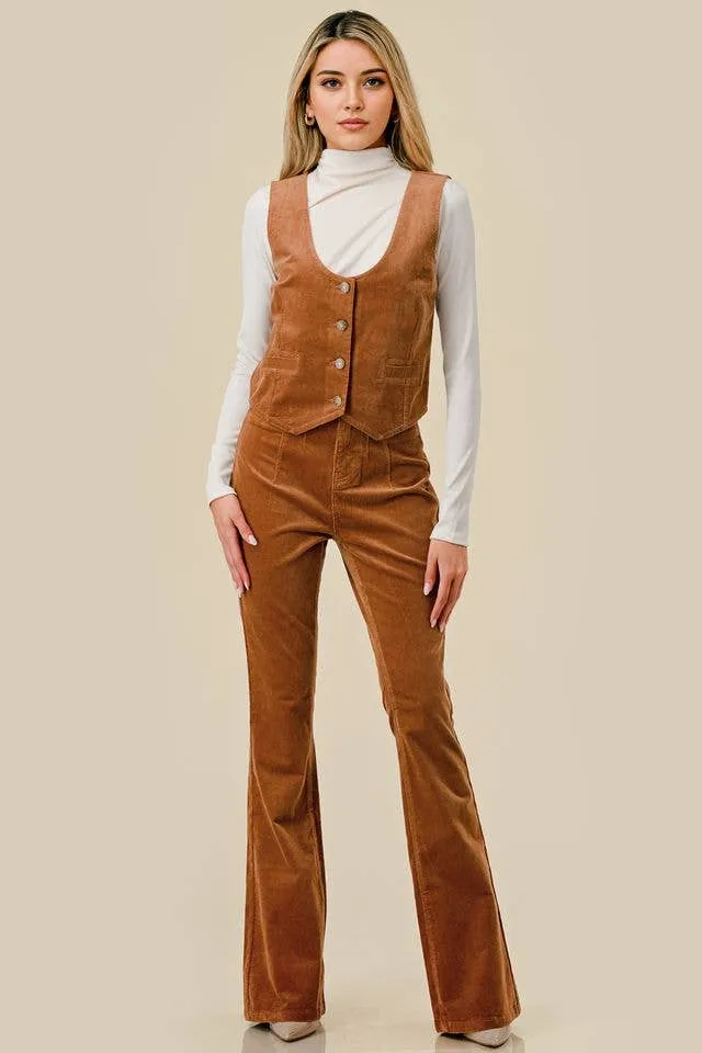 Camel Boot Cut Corduroy Pants