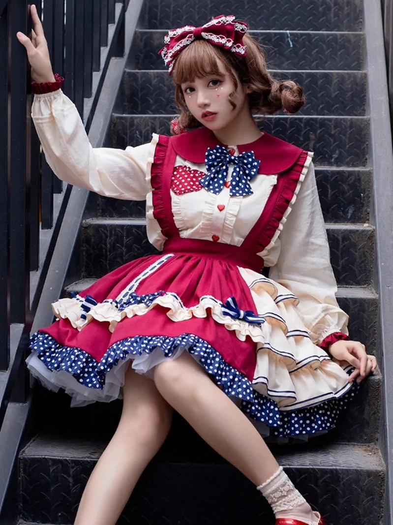 Candy Bear ~ Sweet Lolita Skirt Polka Dot Short Suspender Skirt