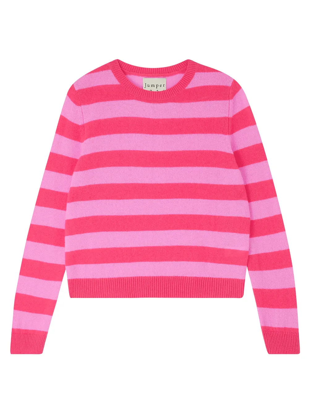 Cashmere Stripe Crew in Watermelon and Peony