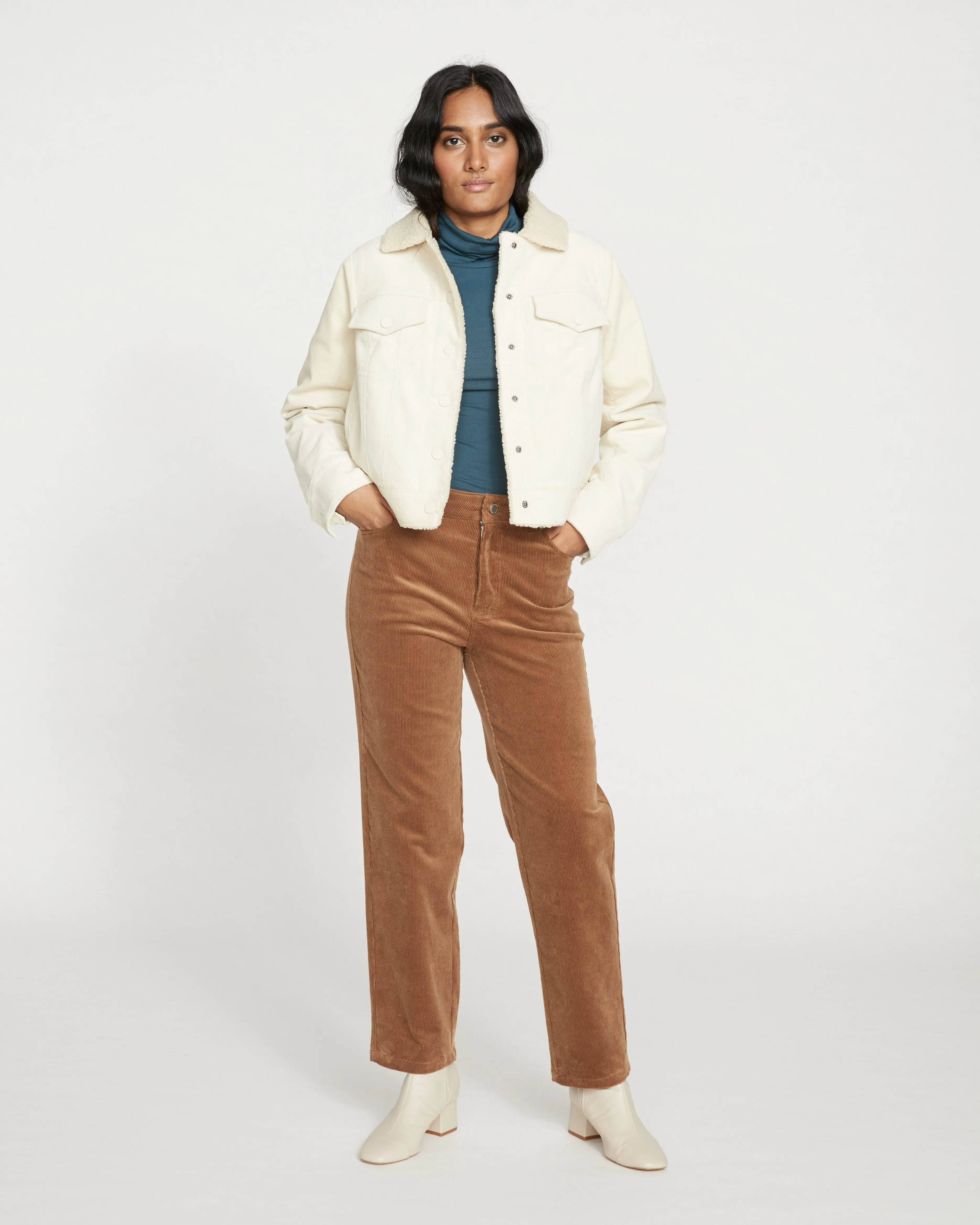 Cassidy High Rise Straight Corduroy Pants - Foie Gras