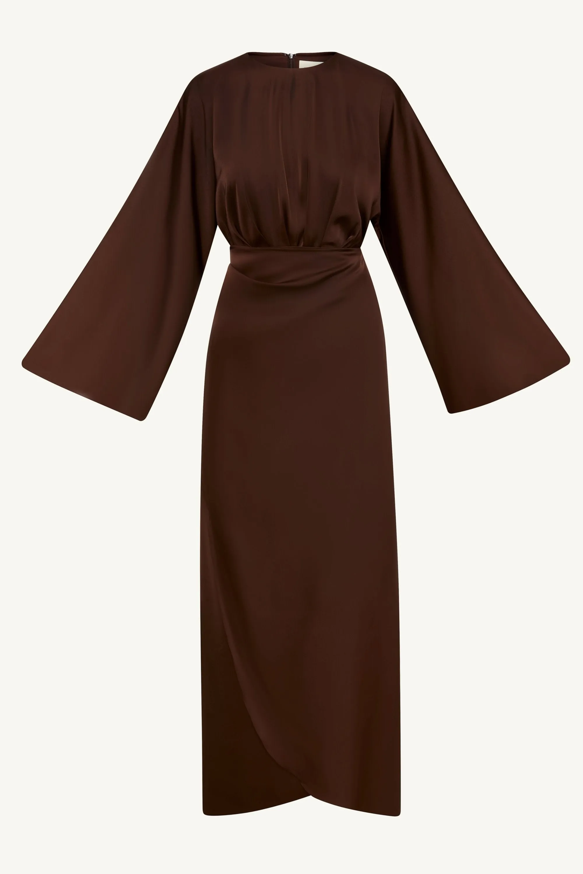 Cedra Satin Wrap Maxi Dress - Chocolate