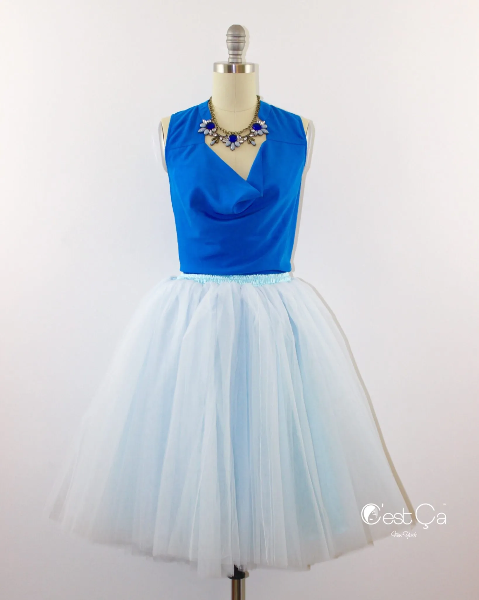 Clarisa Baby Blue Tulle Skirt - Midi