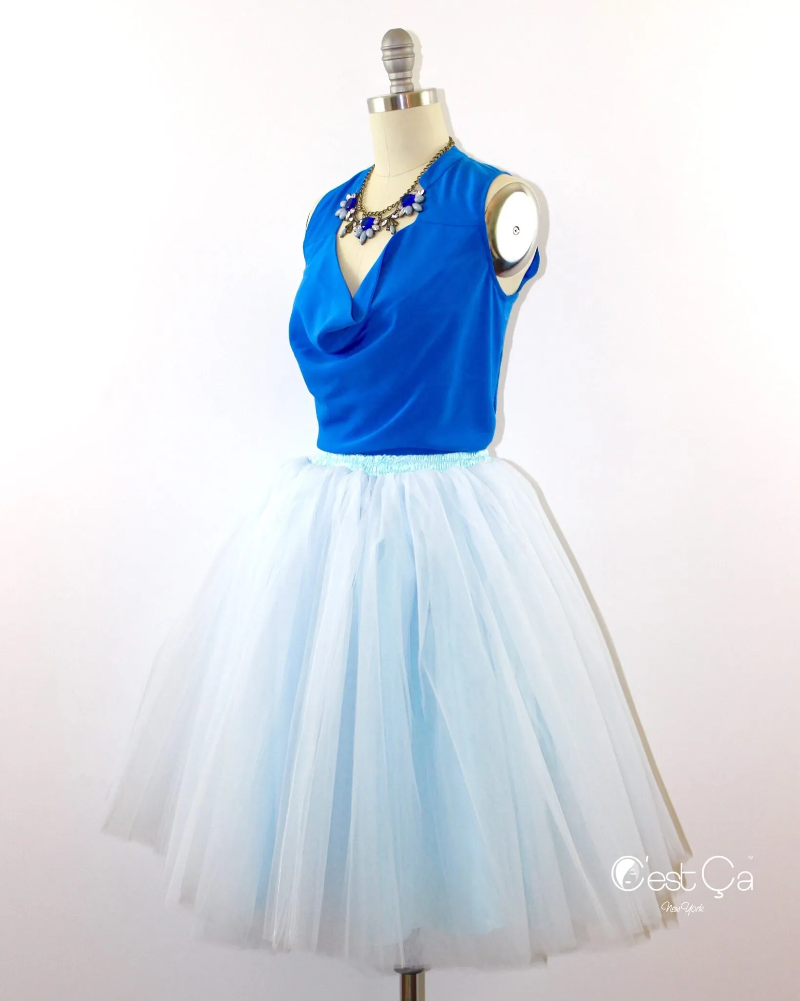 Clarisa Baby Blue Tulle Skirt - Midi