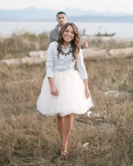 Clarisa Cream White Tulle Skirt - Midi