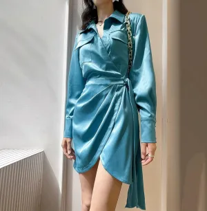 Cocktail Belt Shirt Mini Dress