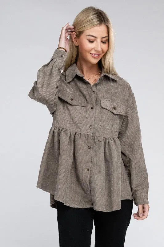 Corduroy Babydoll Shacket