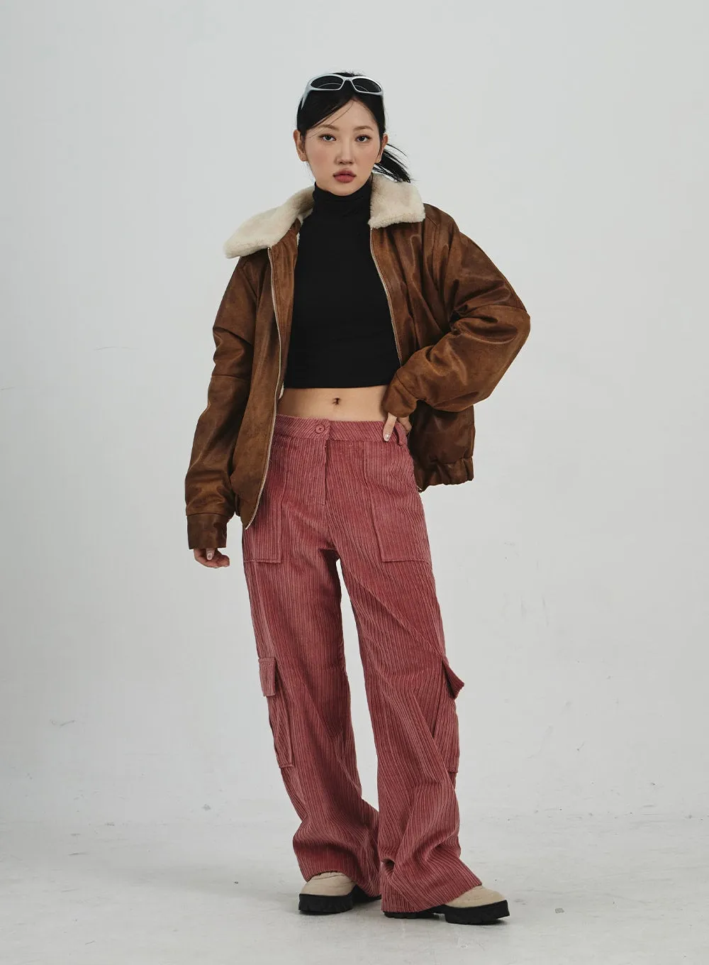 Corduroy Cargo Wide Pants CN30