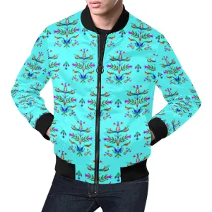 Dakota Damask Turquoise All Over Print Bomber Jacket for Men