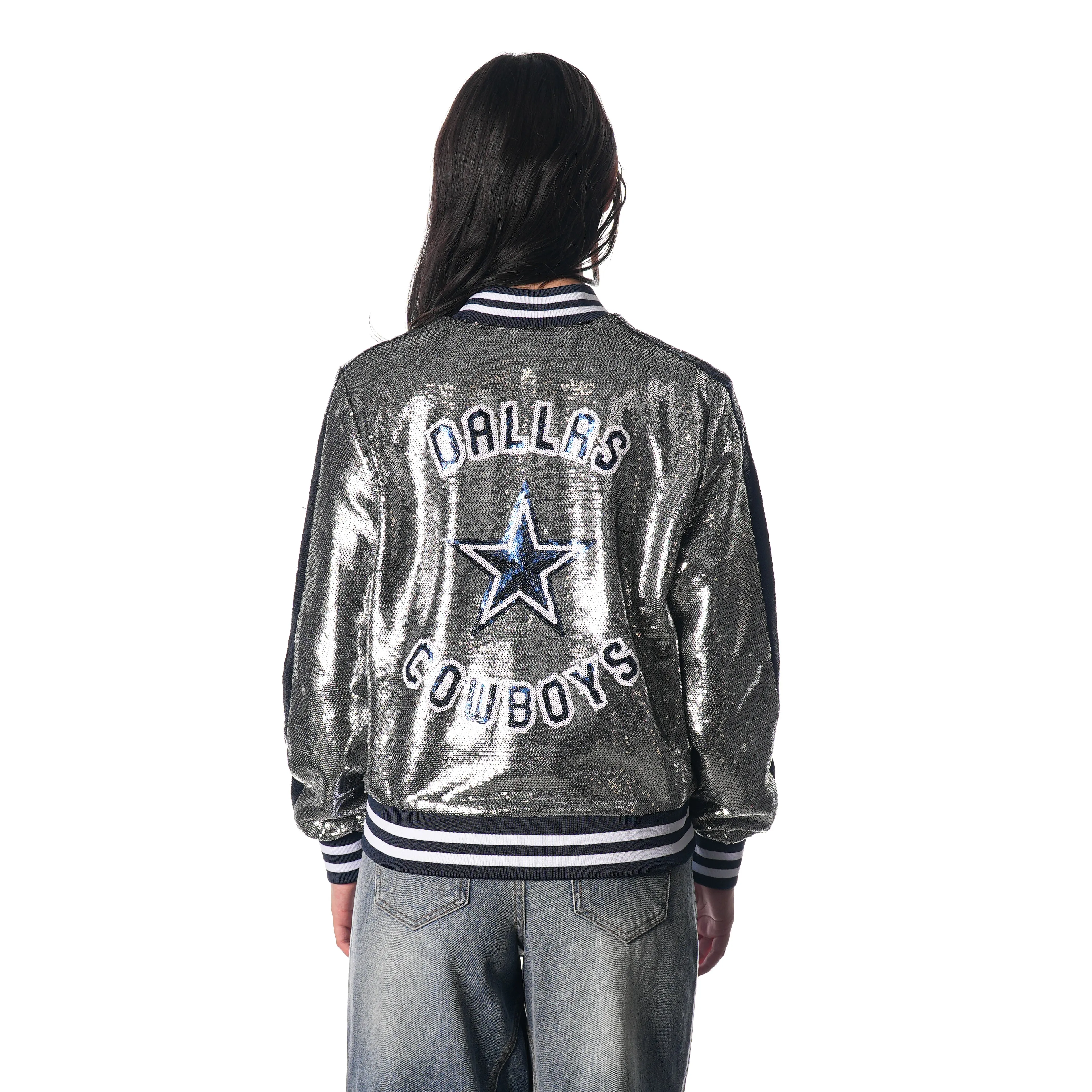 DALLAS COWBOYS SEQUIN BOMBER - SILVER