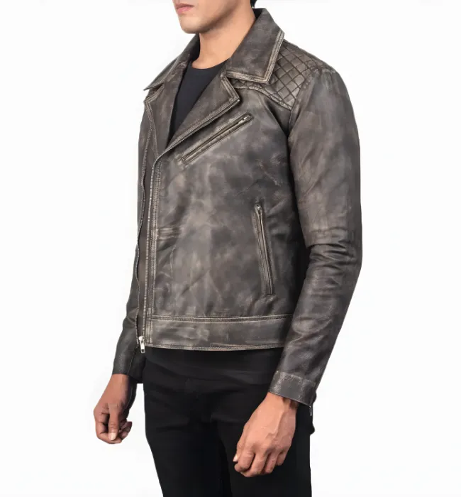 Danny Quilted Brown Leather Biker Jacket