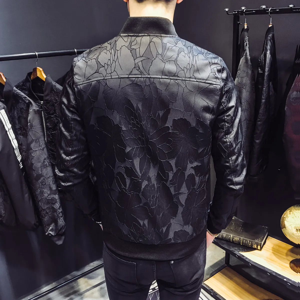 Dark Unique Patterns Men Slim Fit Bomber Jacket