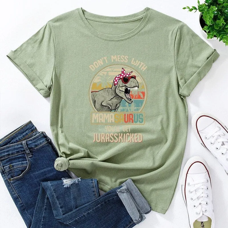 Dinosaur Graphic Letters Print Short Sleeve T Shirt