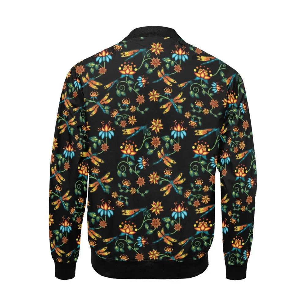 Dragon Lily Noir Bomber Jacket for Men