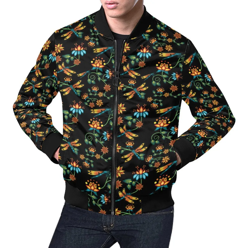 Dragon Lily Noir Bomber Jacket for Men